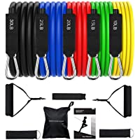 OMORC Bandas Elasticas- 12PCS Cintas Elásticas- Bandas de Resistencia Látex con Manijas- Gancho de la Puerta- Correa del…
